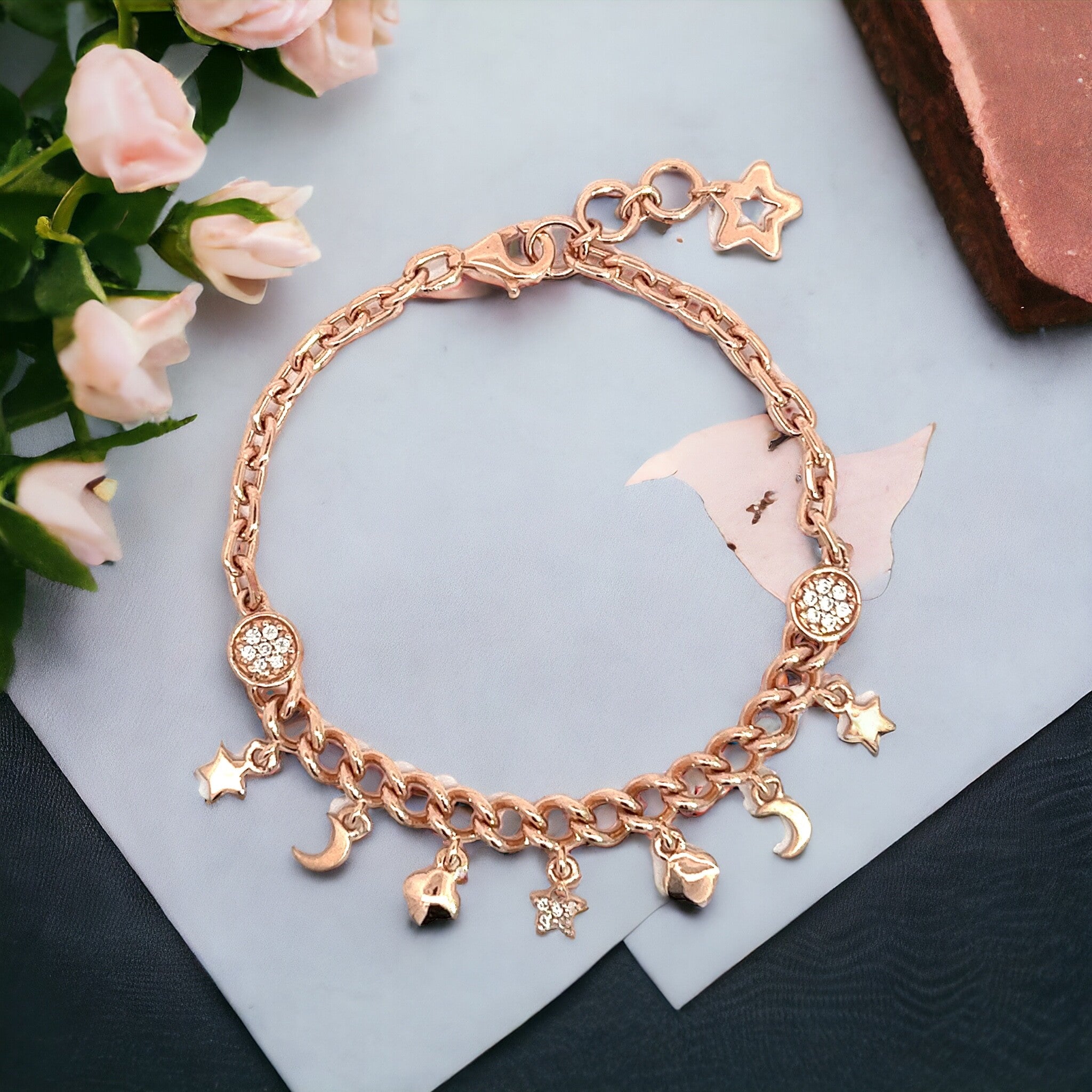 Rose Gold charm buying bracelet