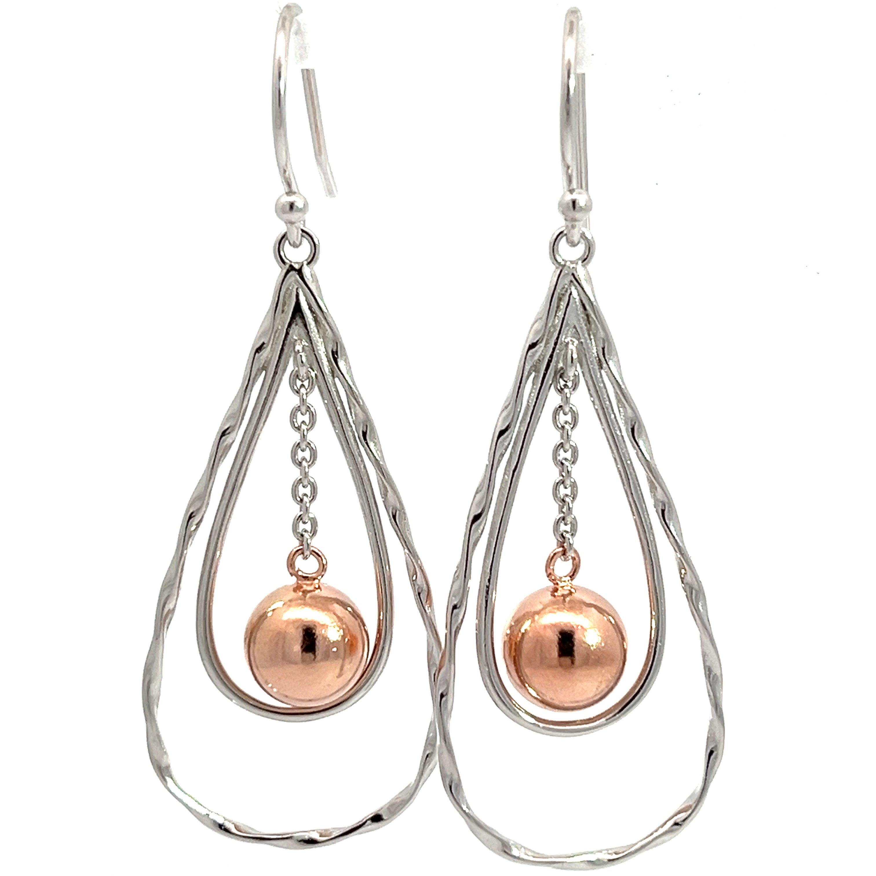 Paparazzi Rose Gold and Silver Teardrop Earrings purpleluck