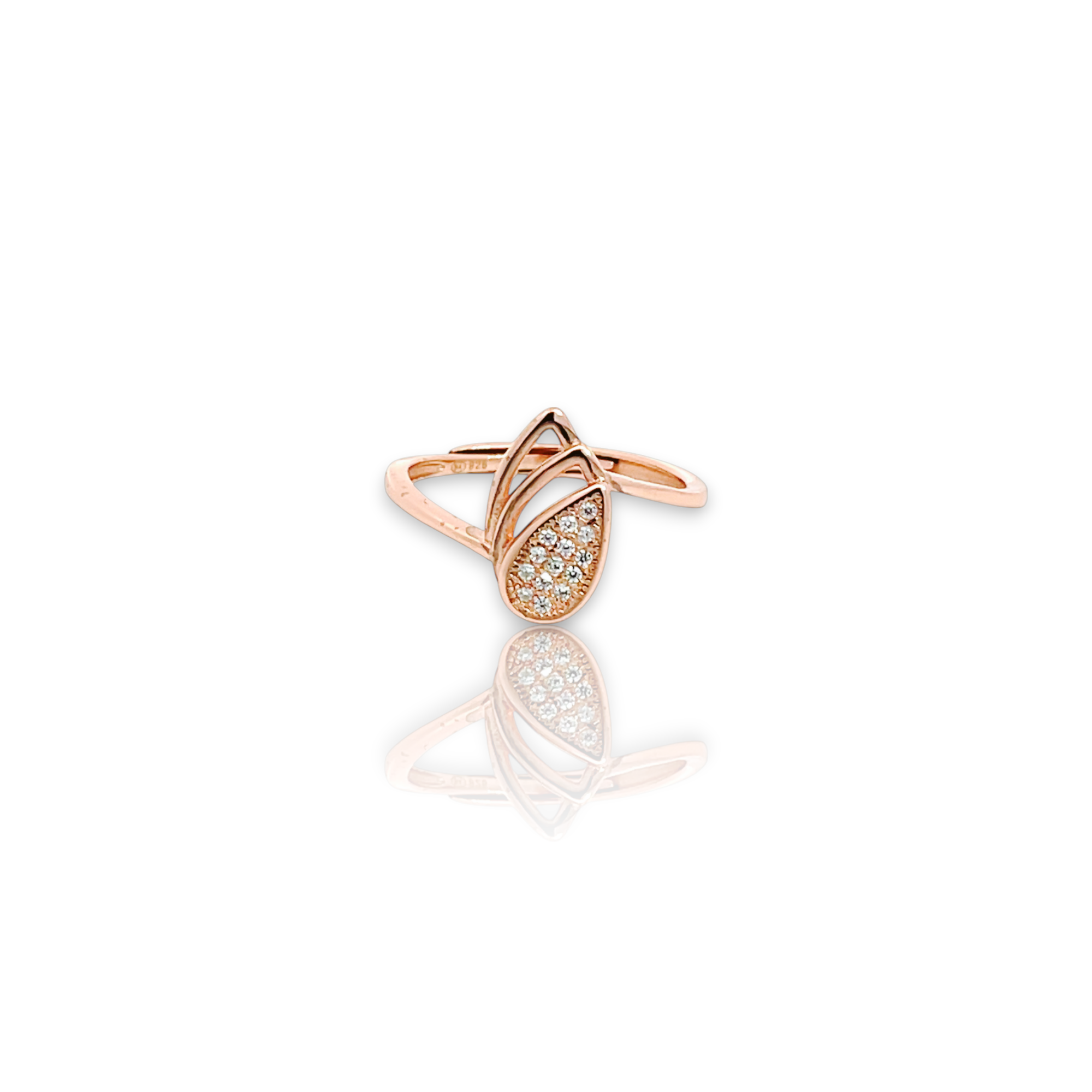 PurpleLuck Rose Gold Double Drop Ring