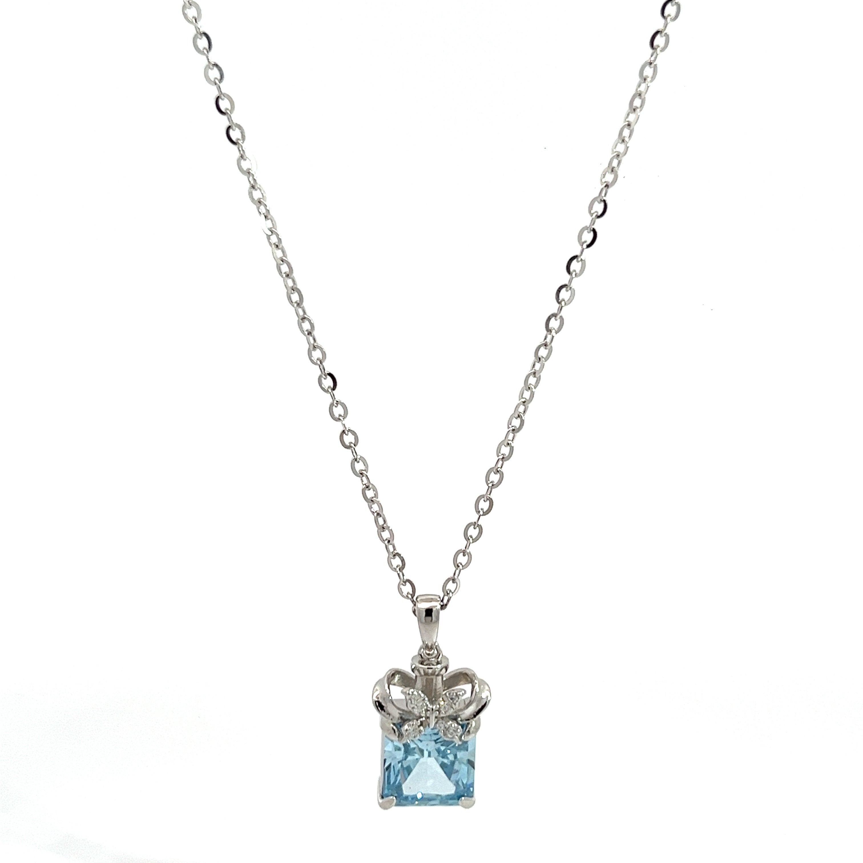 PurpleLuck- Marina Blue Gem Silver Pendant