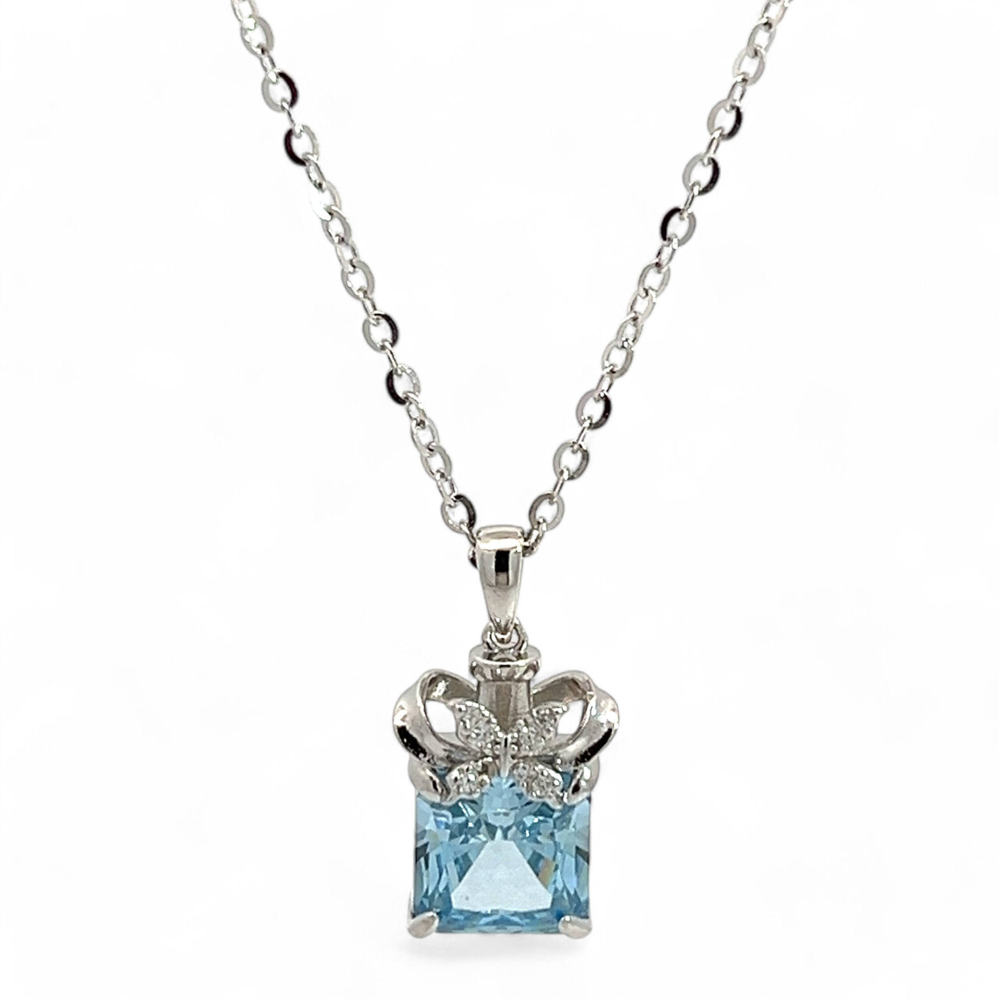 PurpleLuck- Marina Blue Gem Silver Pendant