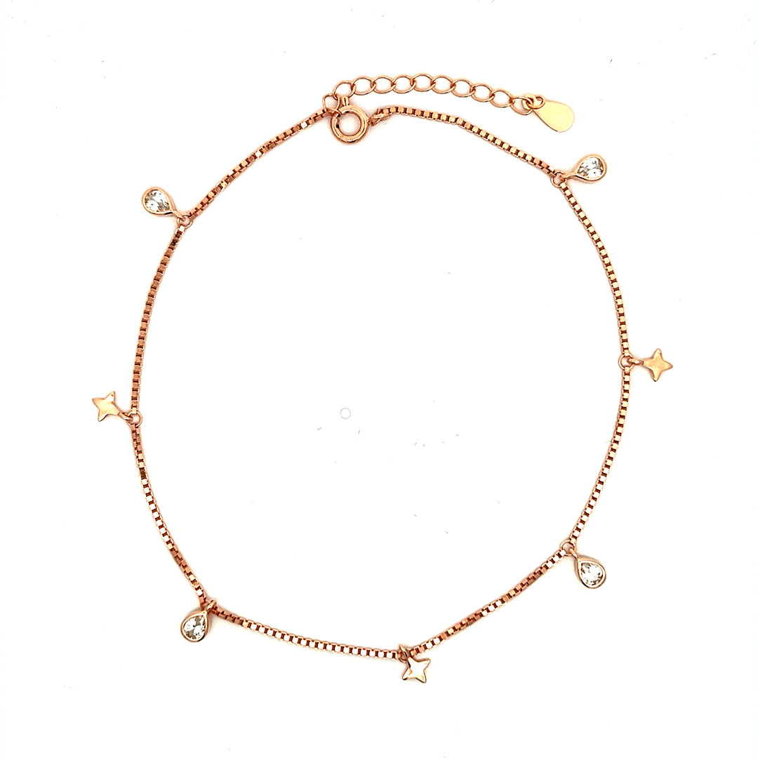 PurpleLuck Claire Rose Gold Charm Anklet