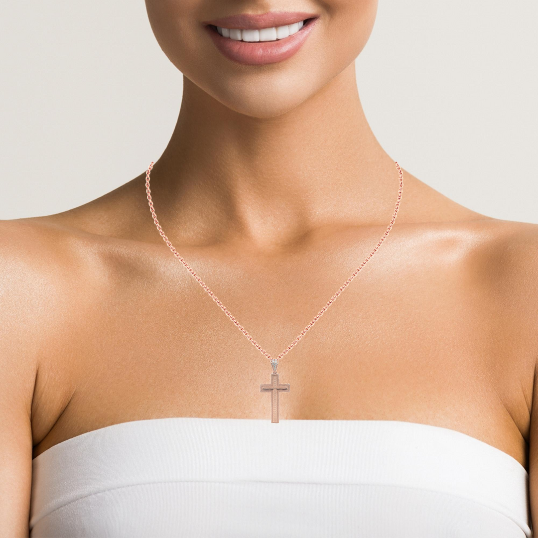 PurpleLuck Rose Gold Eternal Cross Pendant