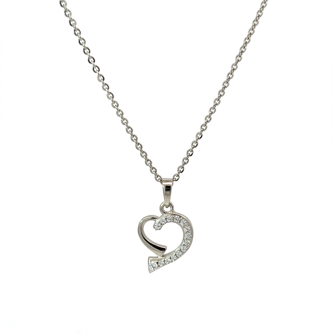 PurpleLuck Pageant Silver Heart Necklace