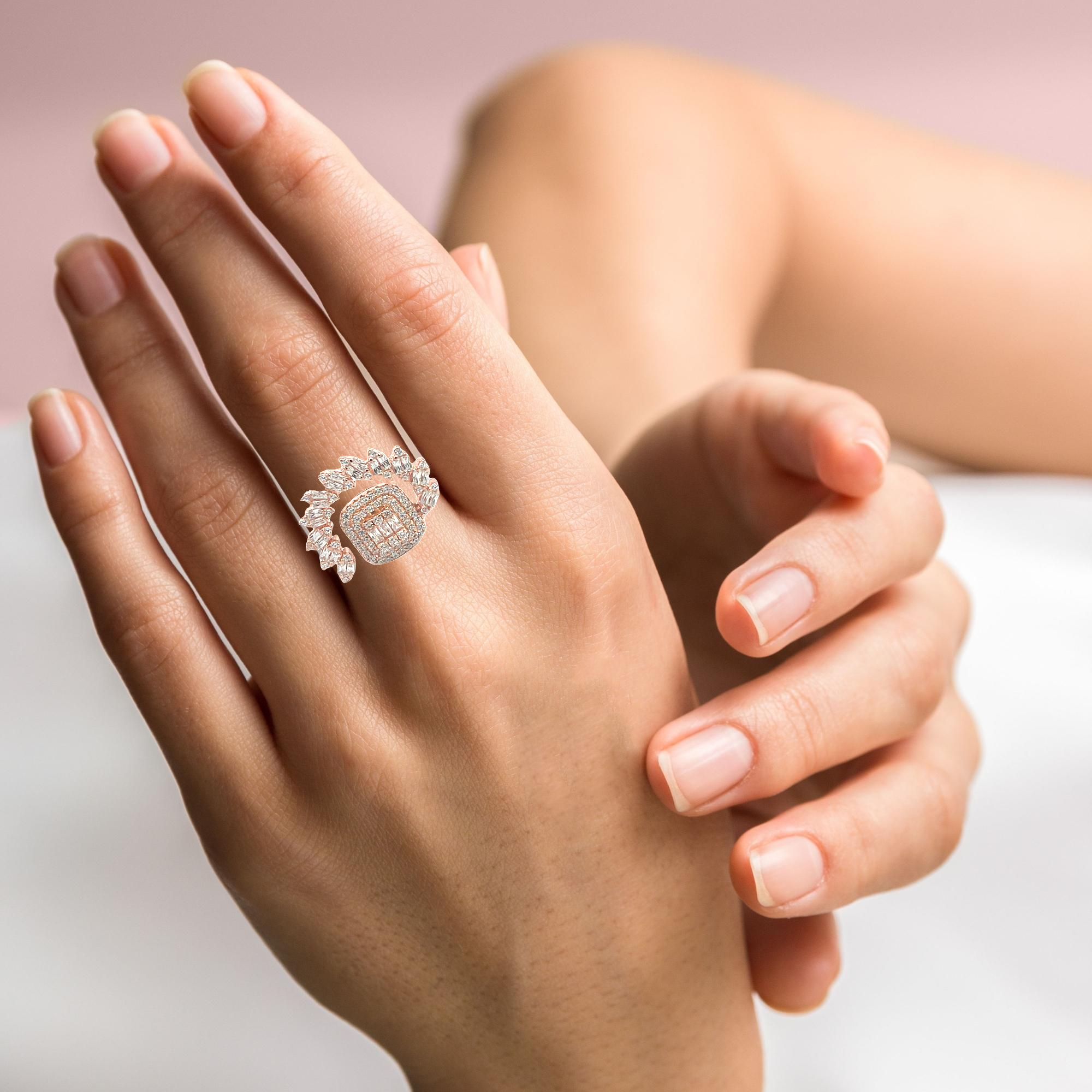 PurpleLuck Rose Gold Marquise Cascade Ring