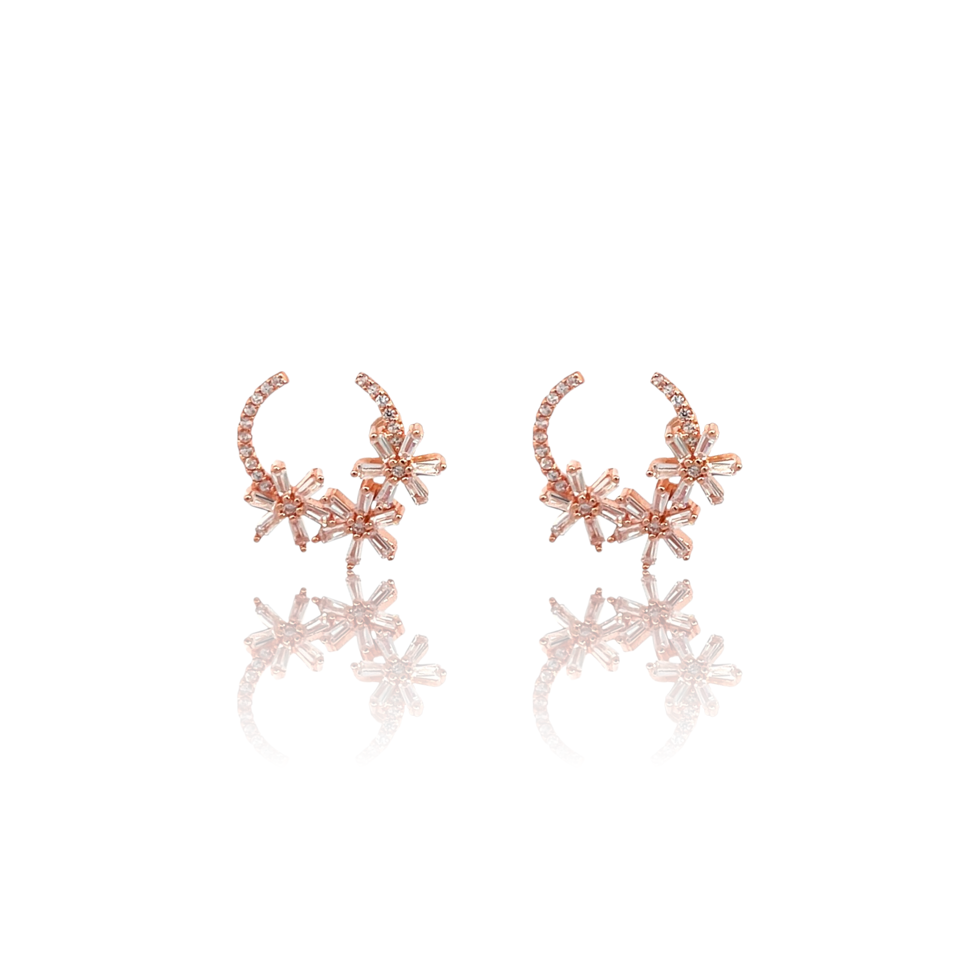 PurpleLuck Rose Gold Floral Wreath Earrings